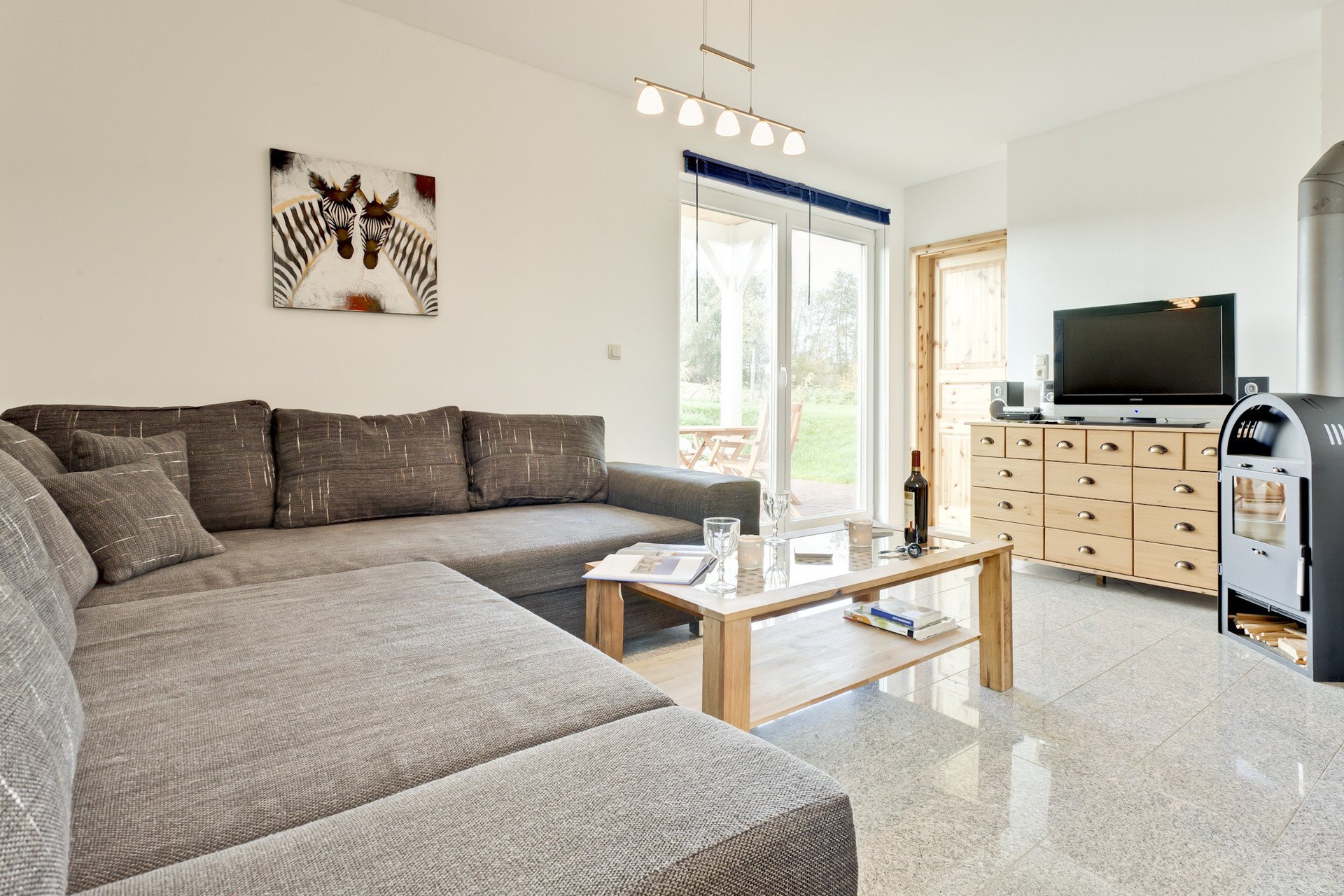 Living room with smart TV