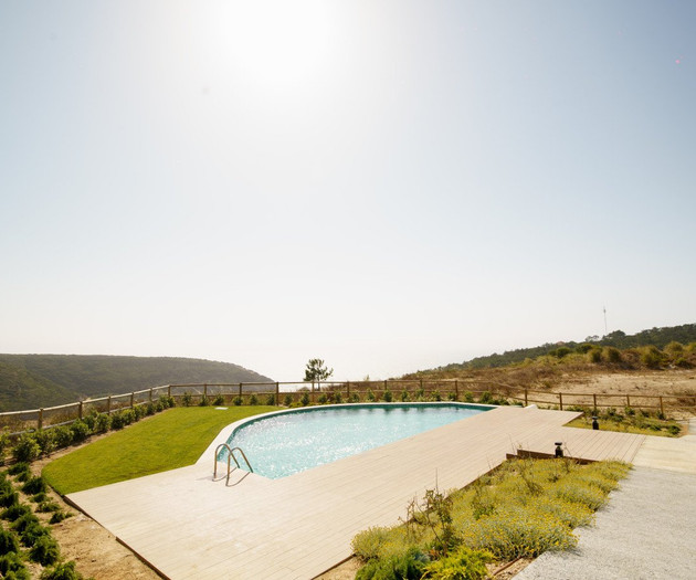 Outdoor pool with countryside view