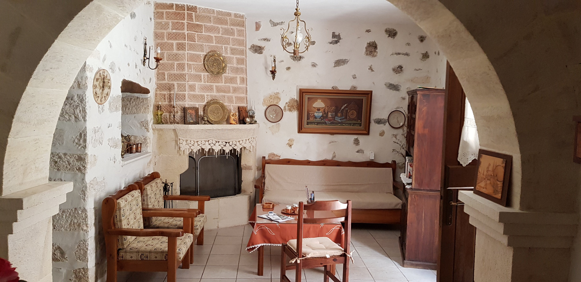 fireplace area