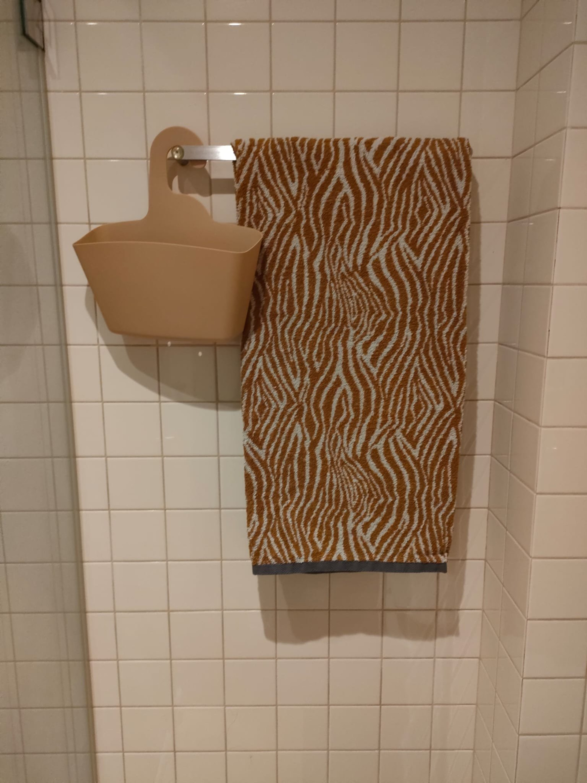 Bathroom towel rack on tiles