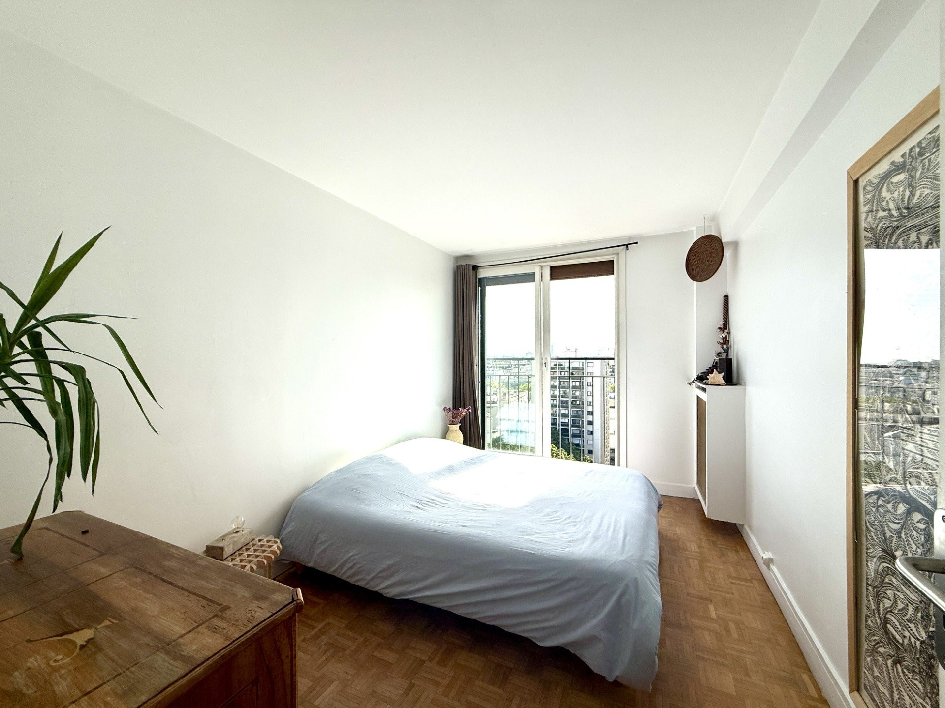 Bedroom with balcony door
