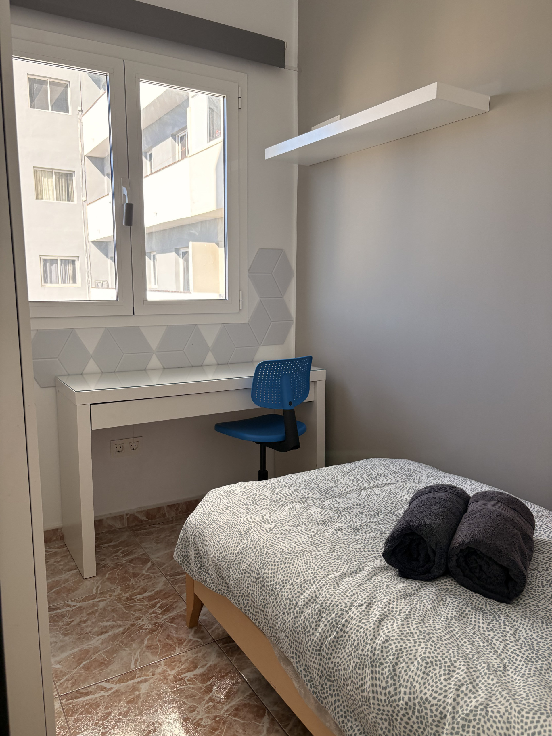 Bedroom desk and window