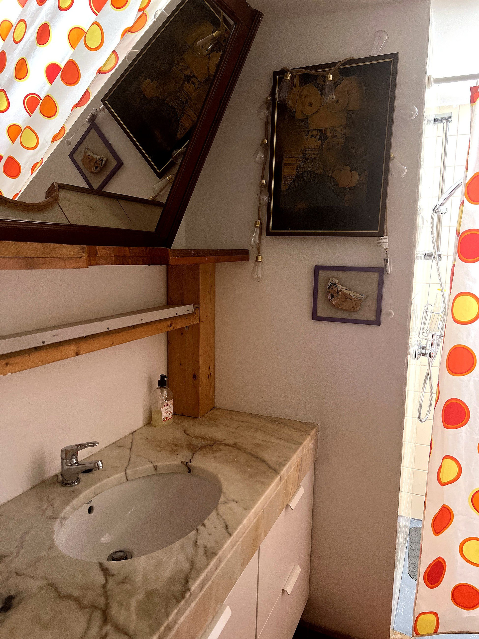 Bathroom marble sink and mirror