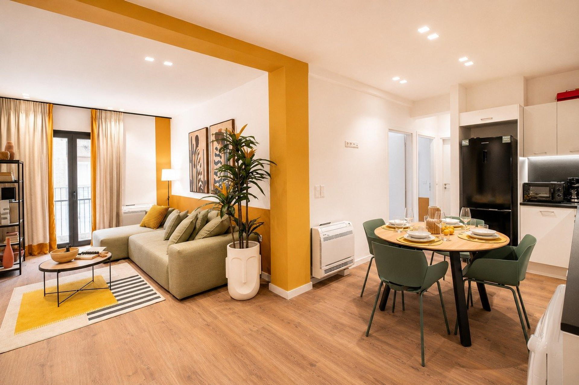 Open living and dining area