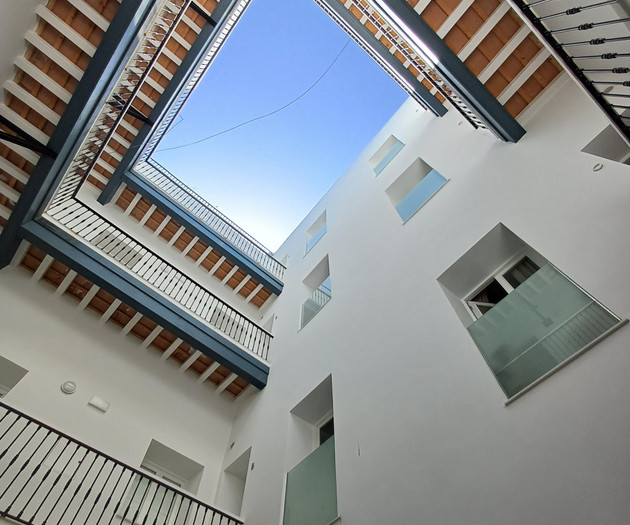 Interior courtyard skylight view