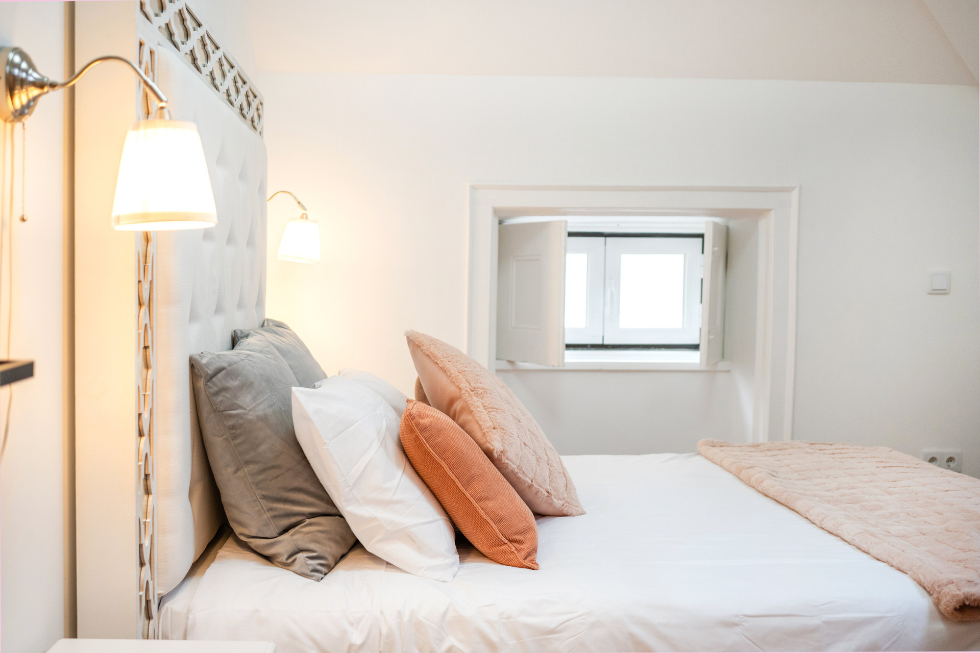Bed close-up with cozy pillows
