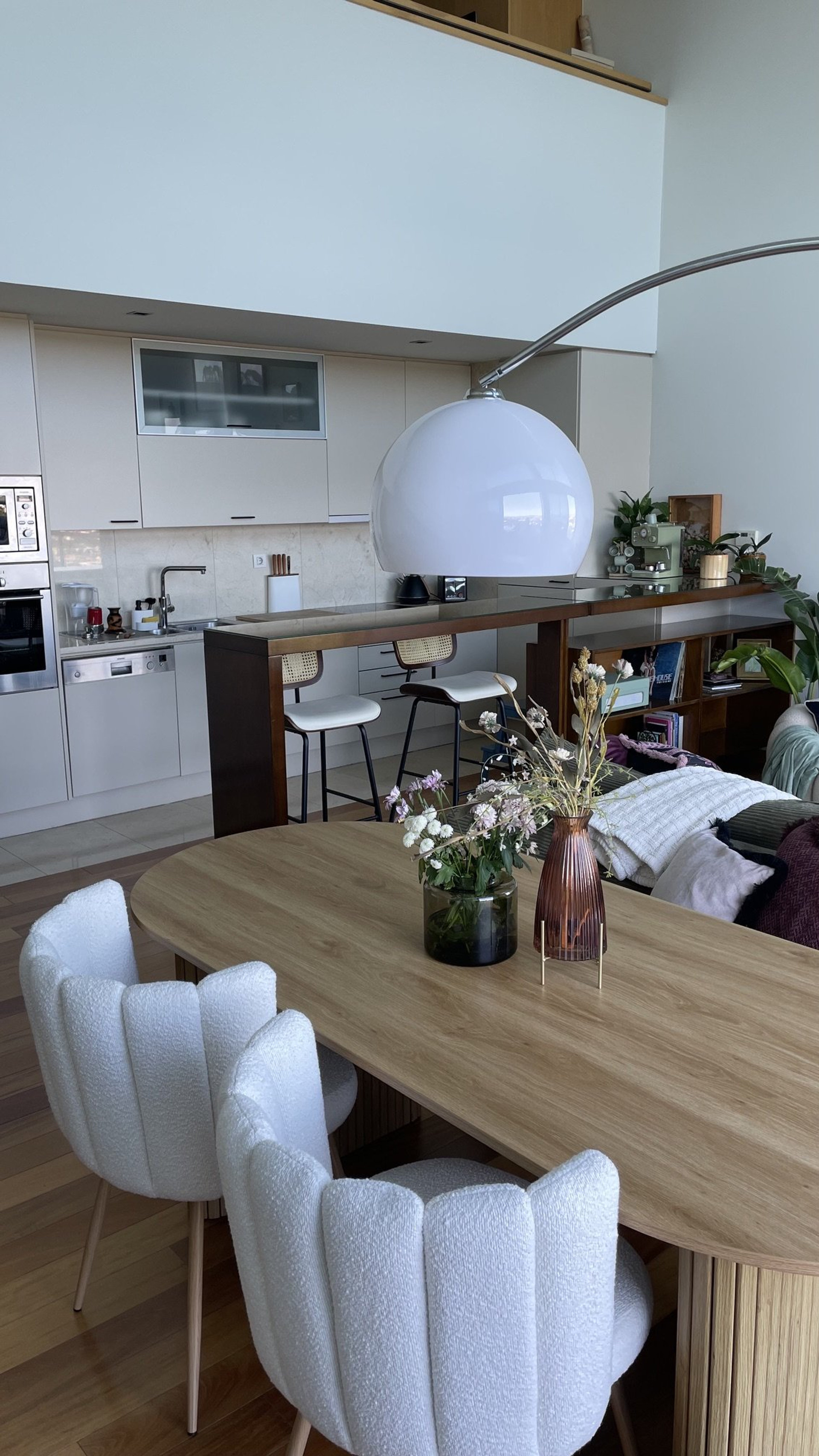 Open kitchen and dining area