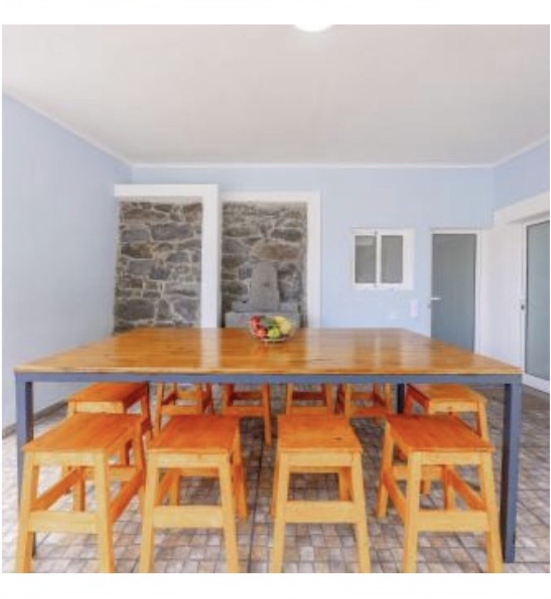 Dining area with large wooden table