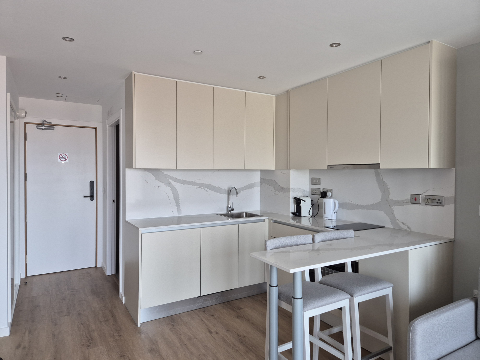 Bright modern kitchen with counter