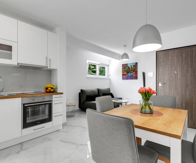 Kitchen and dining near entrance