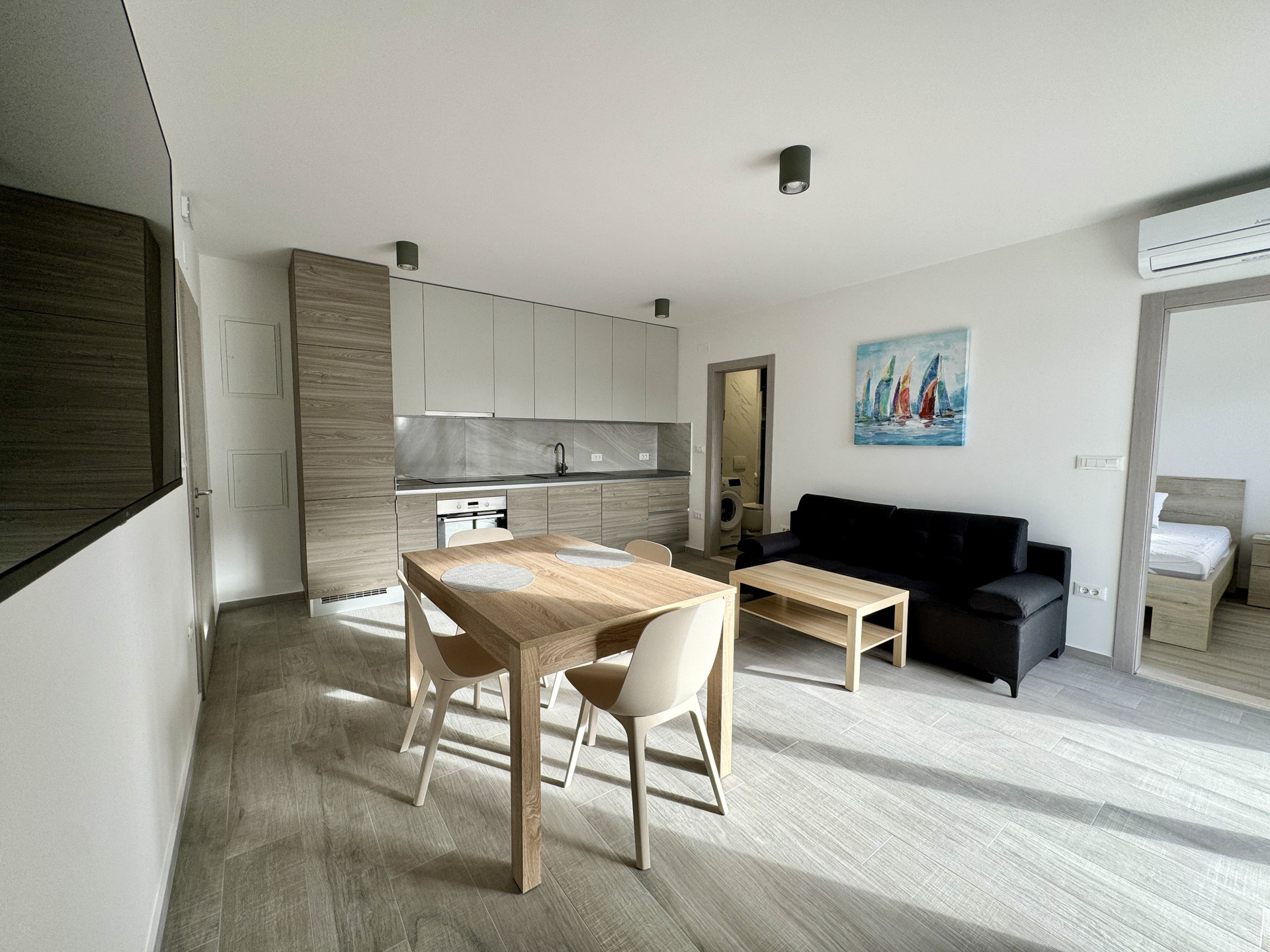 Open living area with kitchen