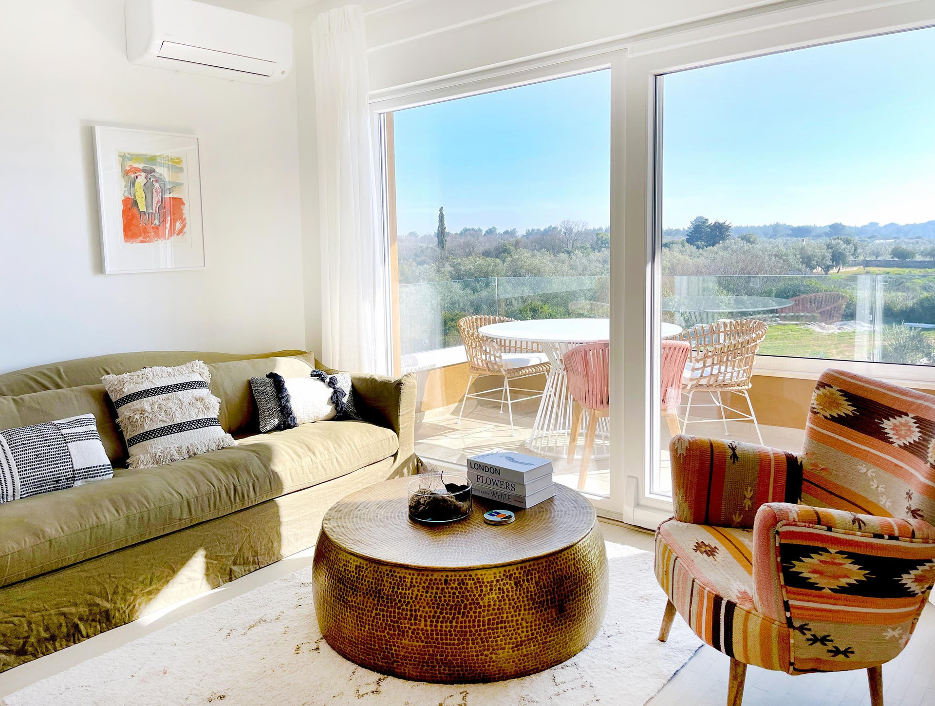 Bright living room balcony view