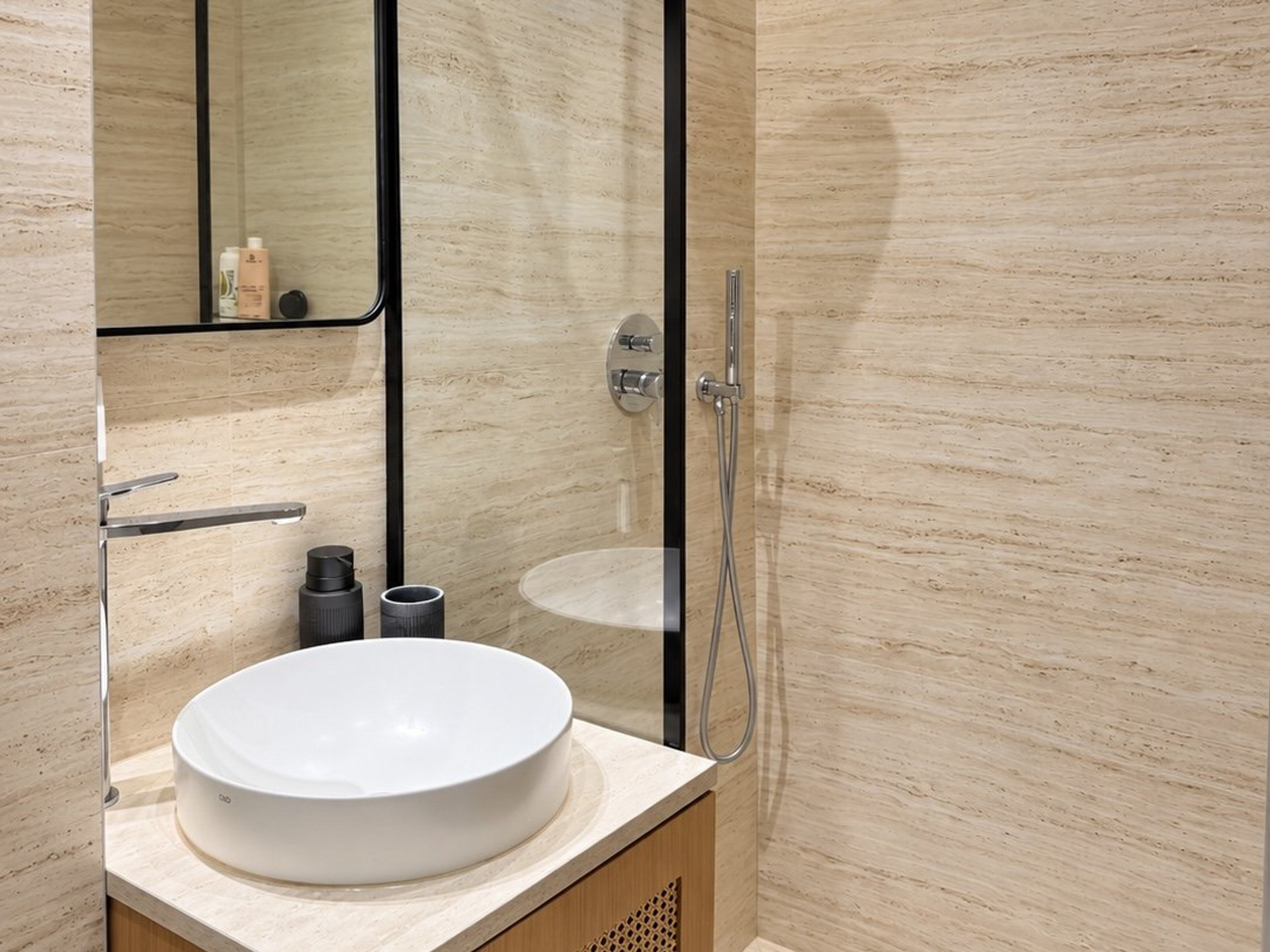 Modern bathroom with rainfall shower