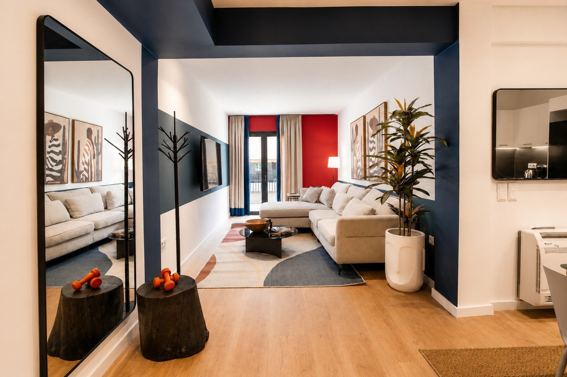 Colorful living room with sectional sofa