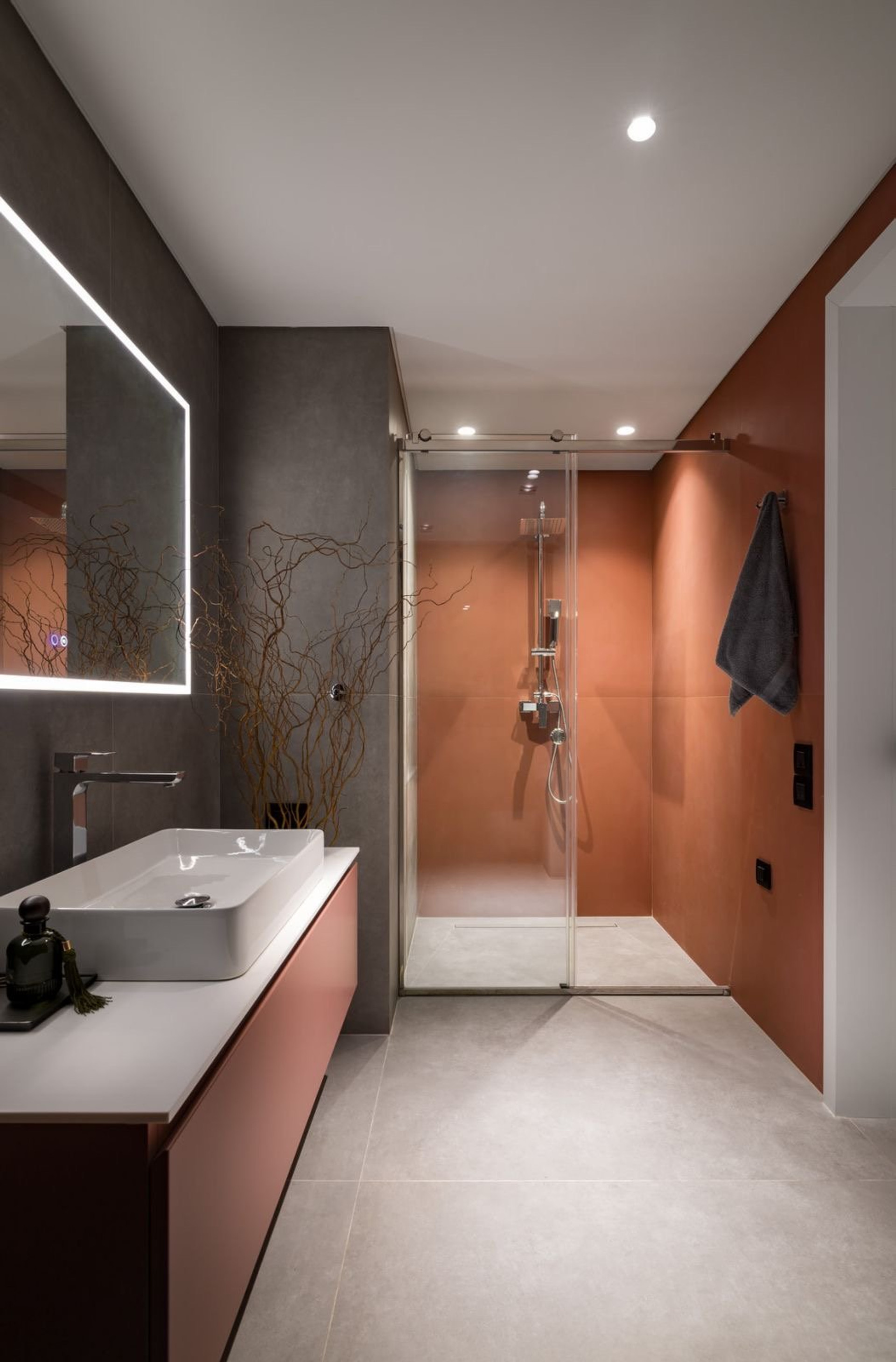 Bathroom with glass shower stall