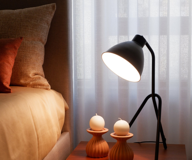 Bedside lamp and candles