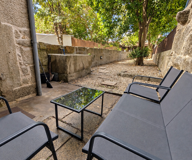 Outdoor seating in courtyard