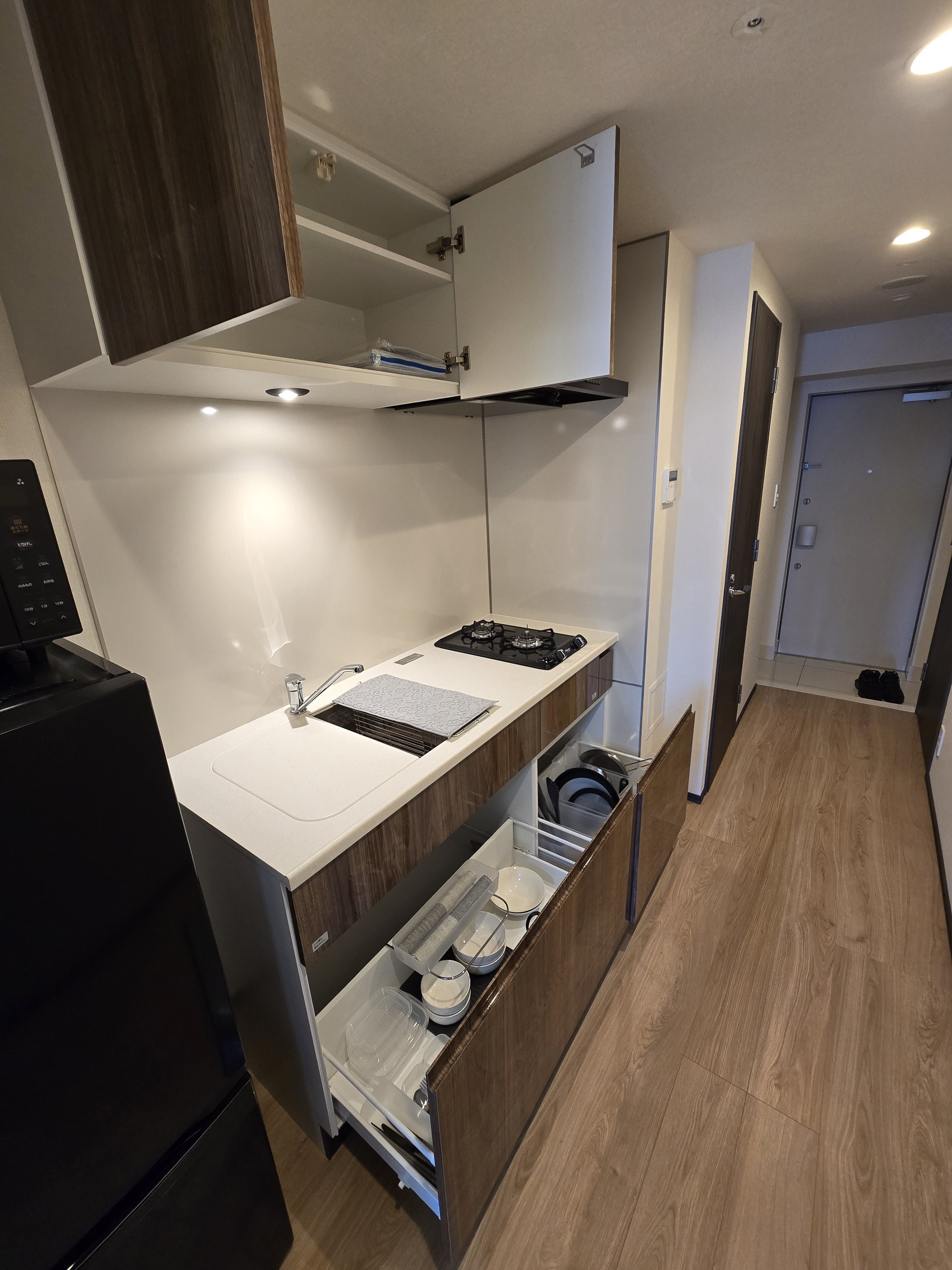 Kitchen counter with dishware