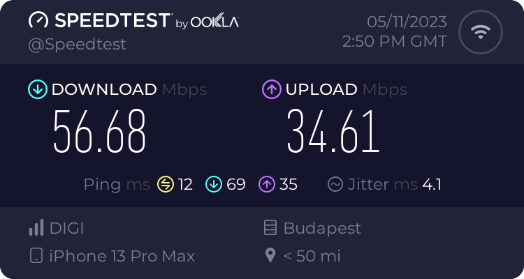 Speedtest.net result