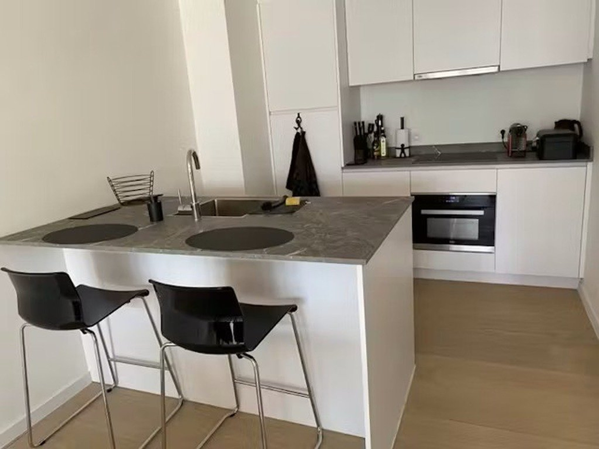 Modern white kitchen with island