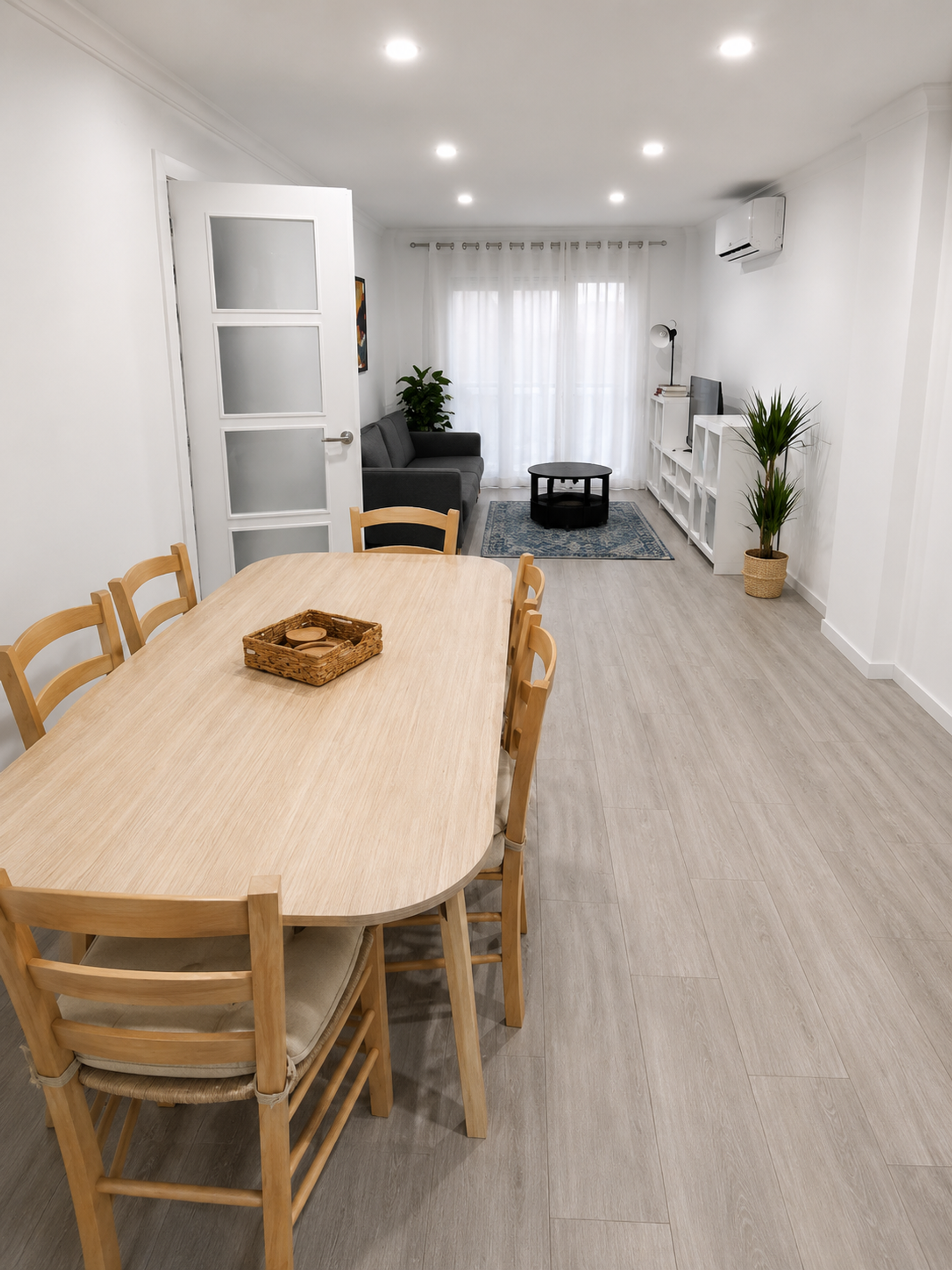 Open dining and living area