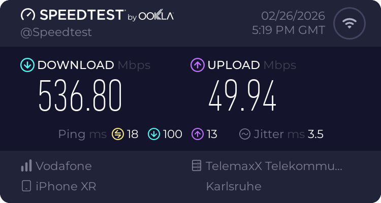 Speedtest.net result