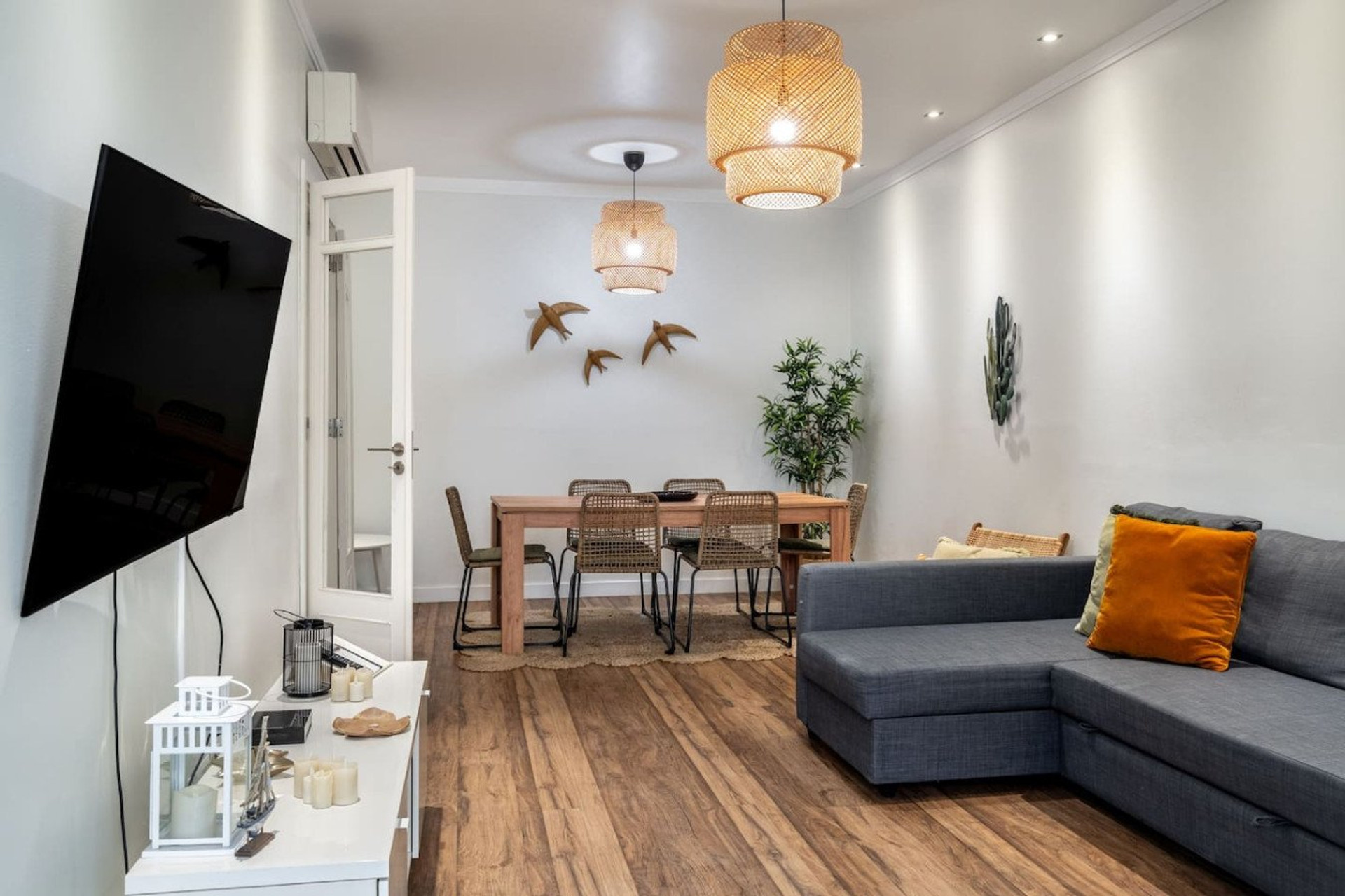 Open living and dining area