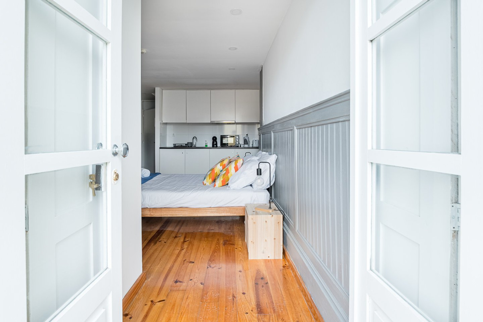 Studio entrance through French doors