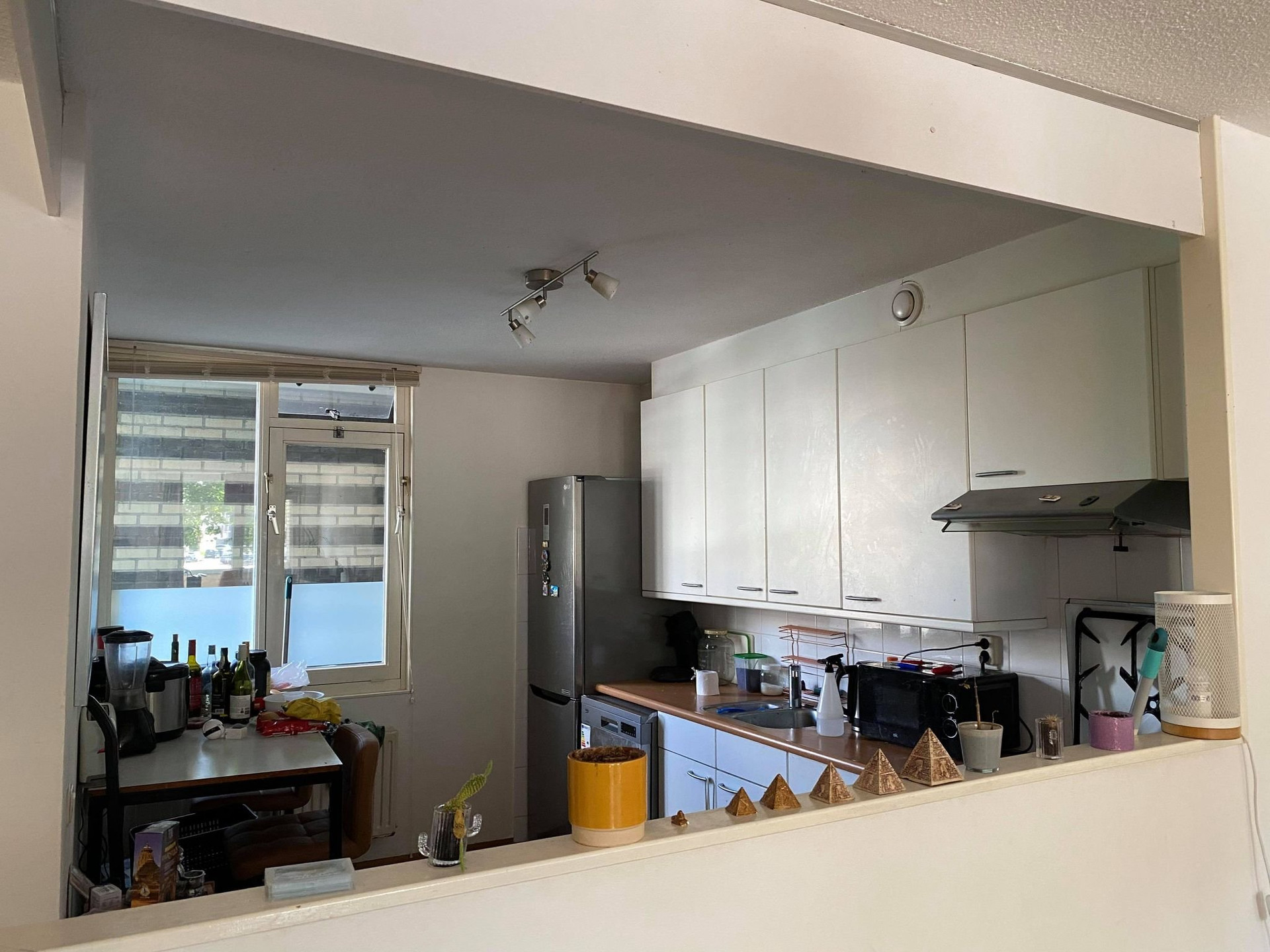 Kitchen with white cabinets