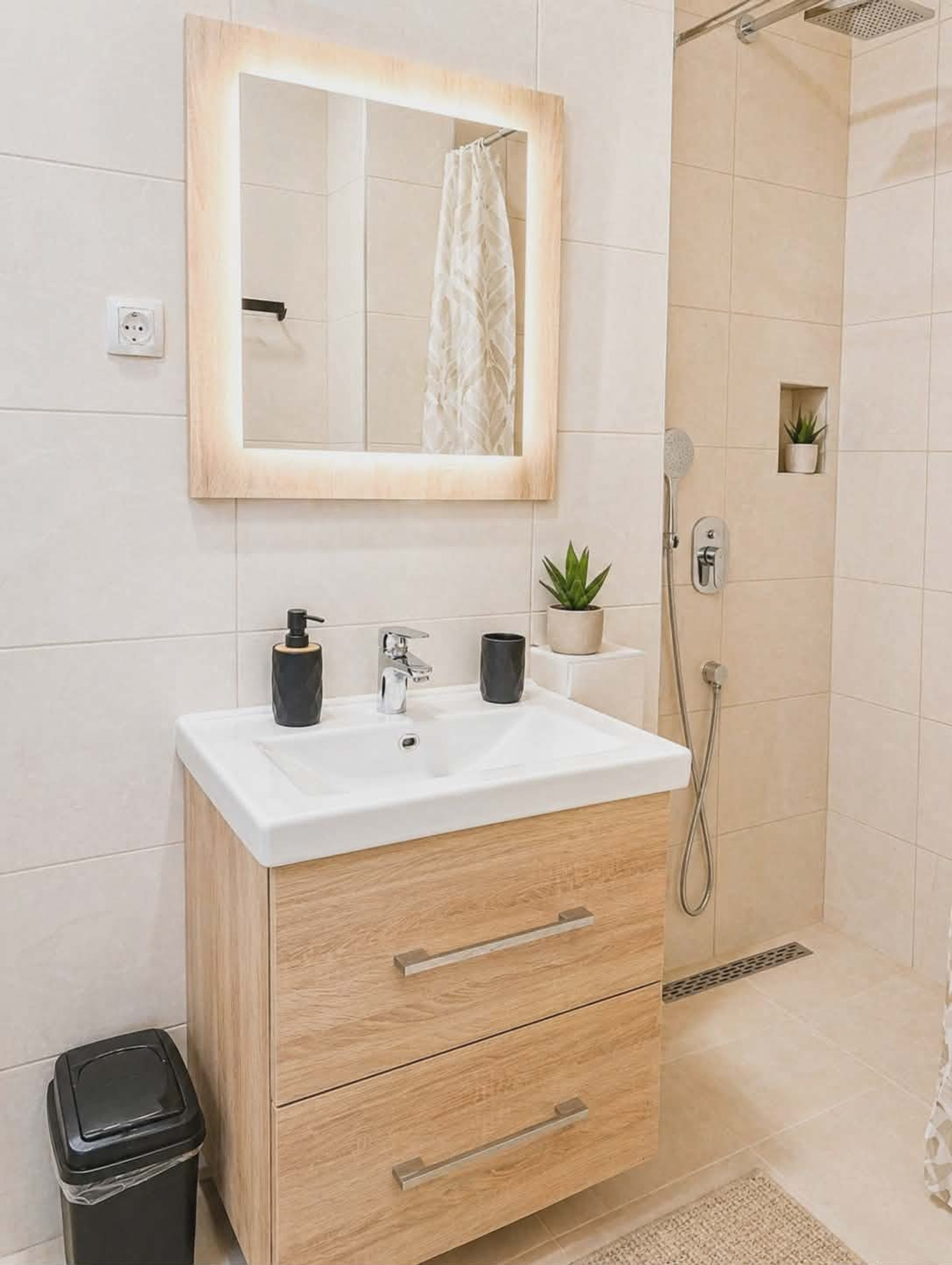Bathroom with sink and shower