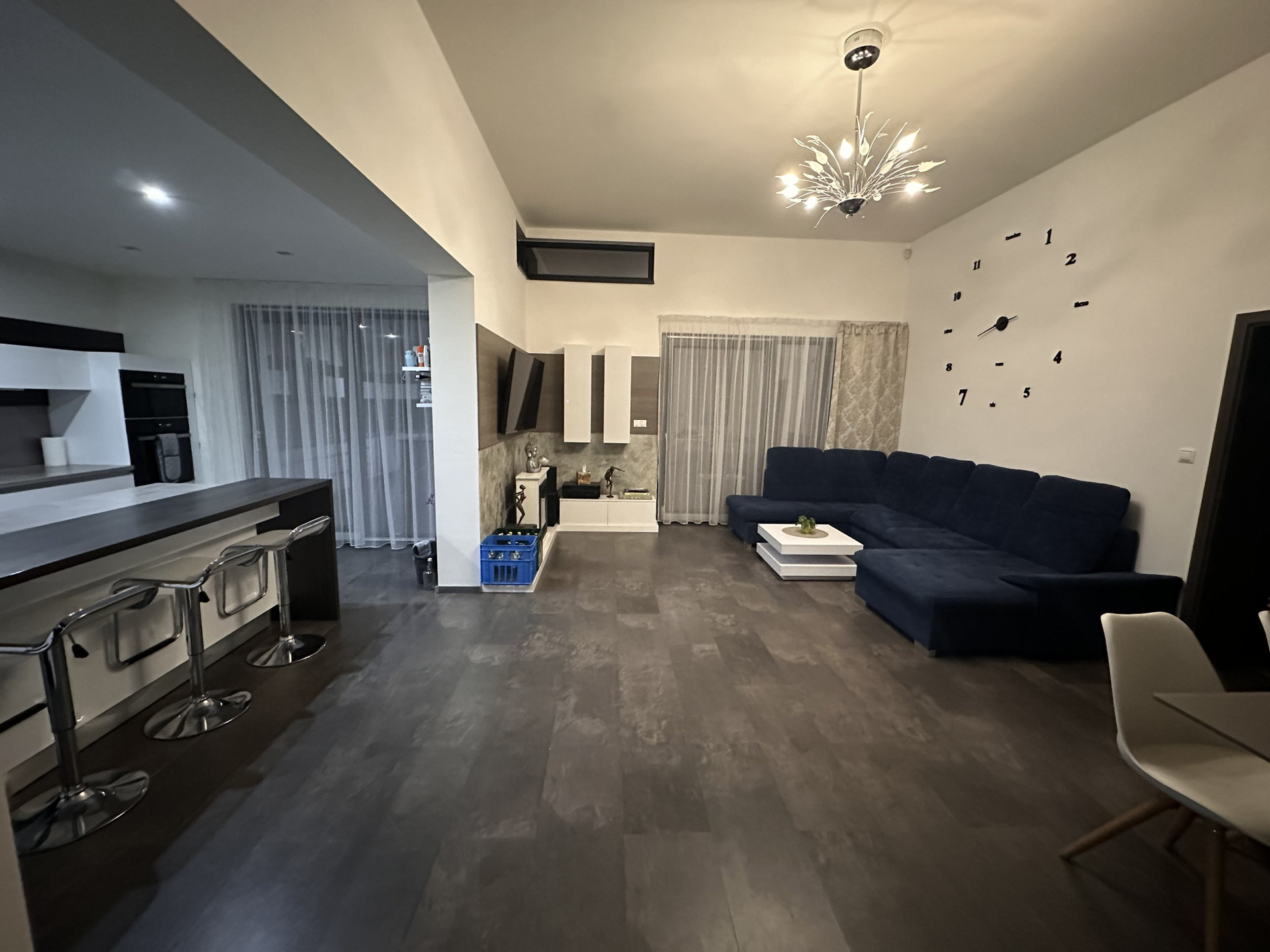 Spacious living room with sofa