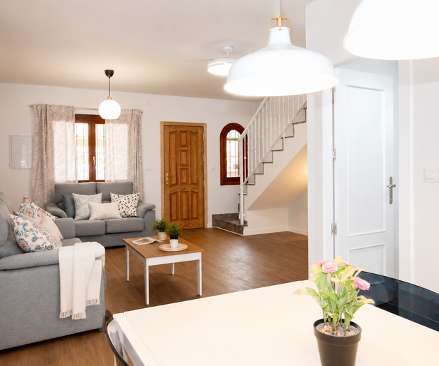 Living room with entry door