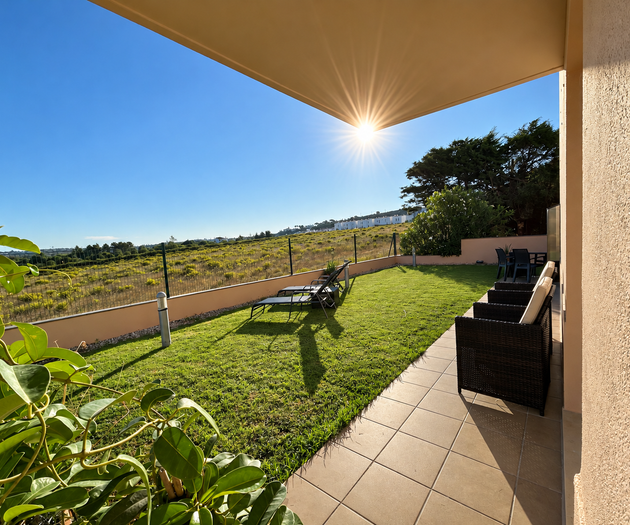 Garden patio and lawn