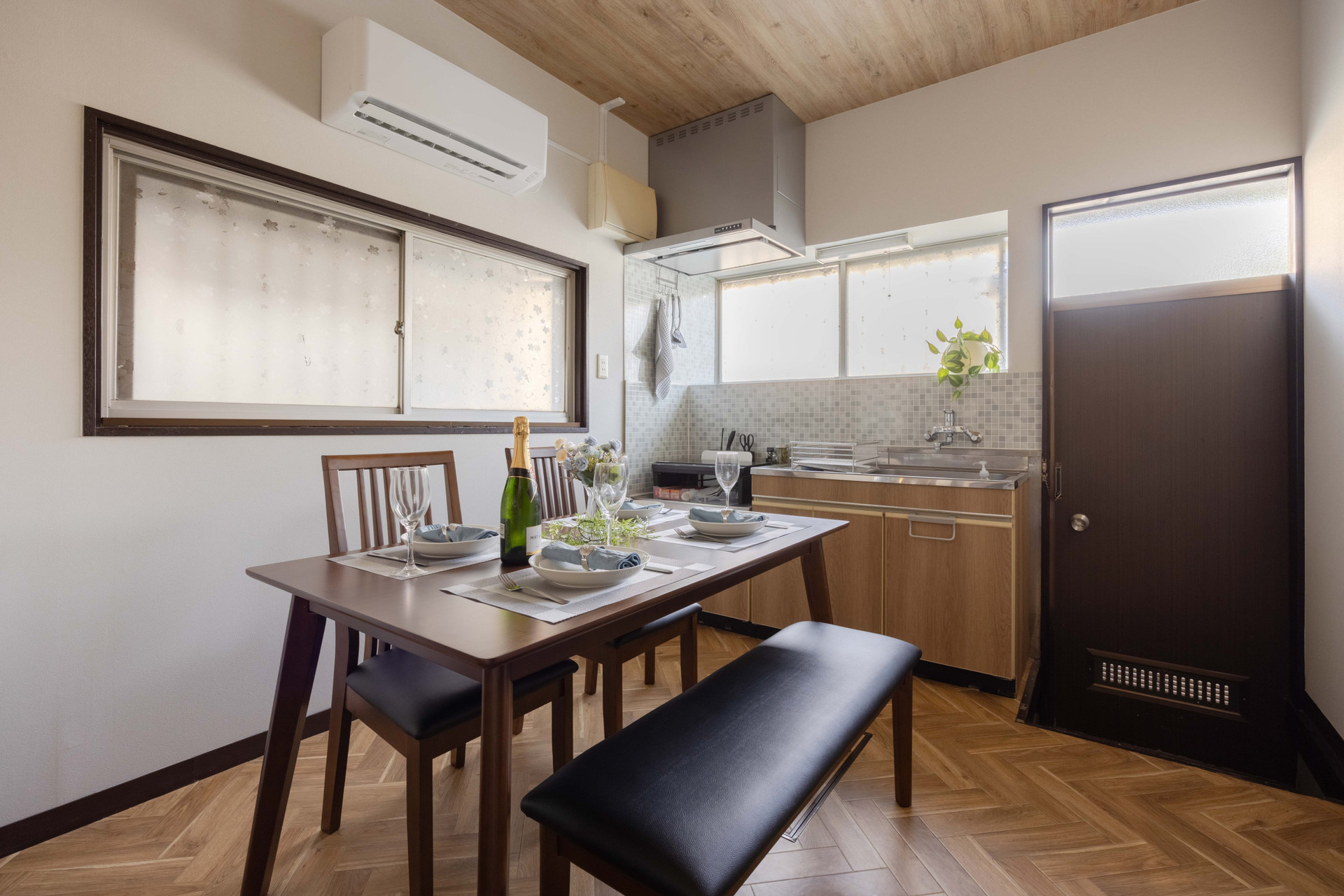 Dining area with kitchen view