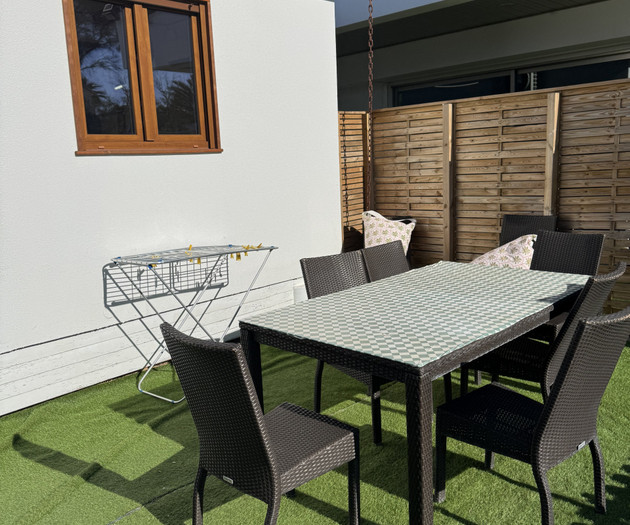 Outdoor dining set on grass