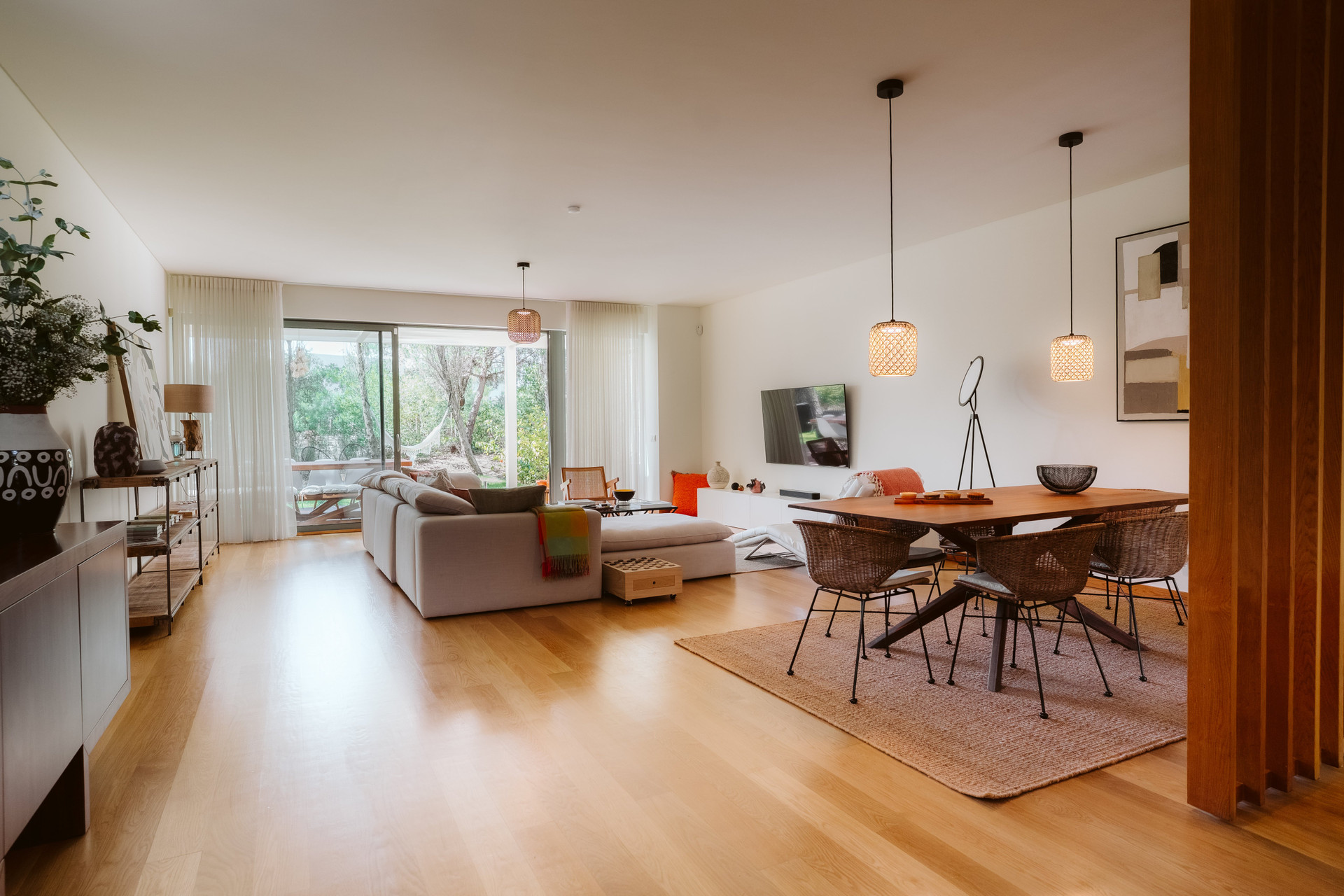 Open living and dining area