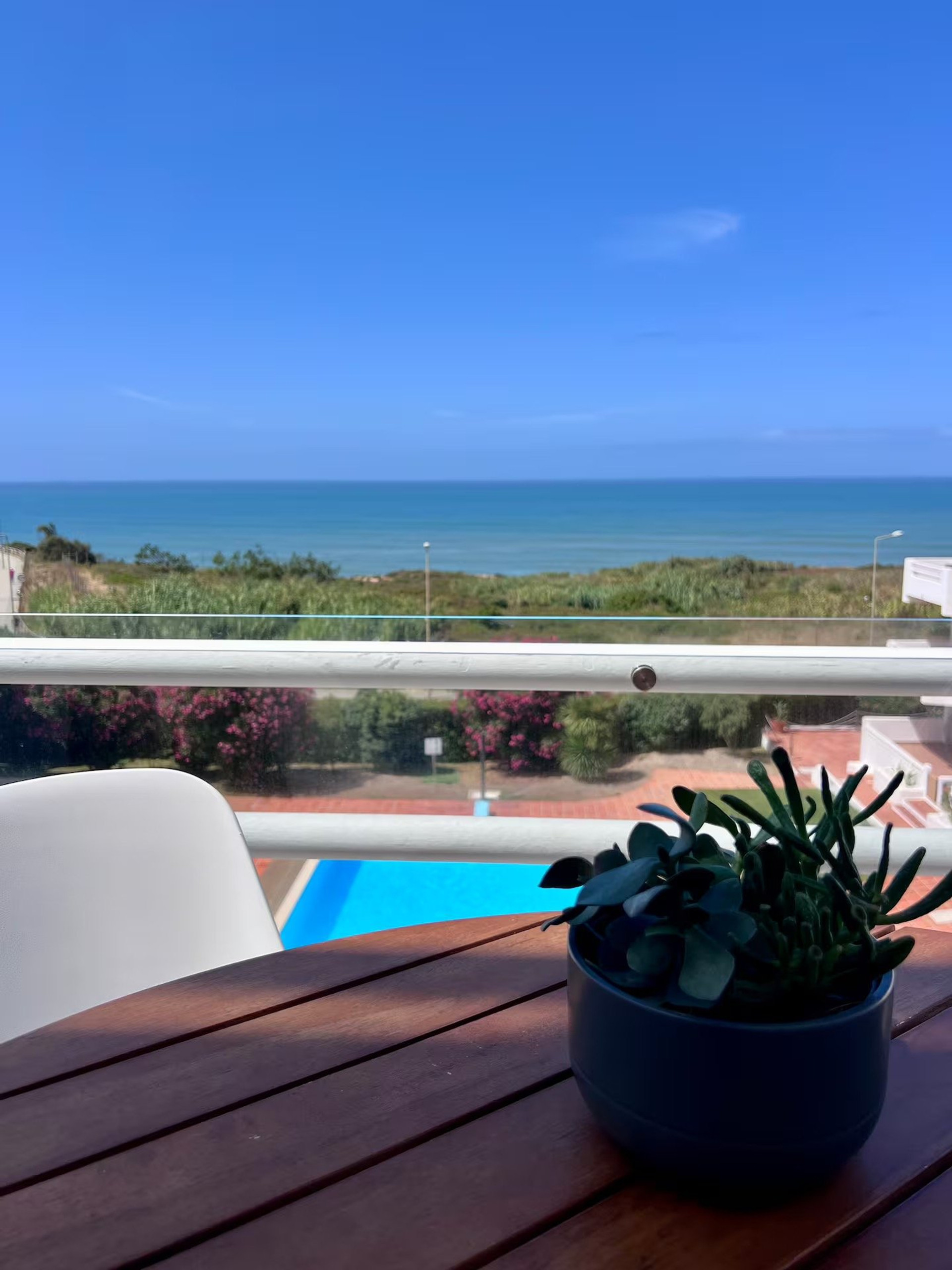 Balcony table with ocean view