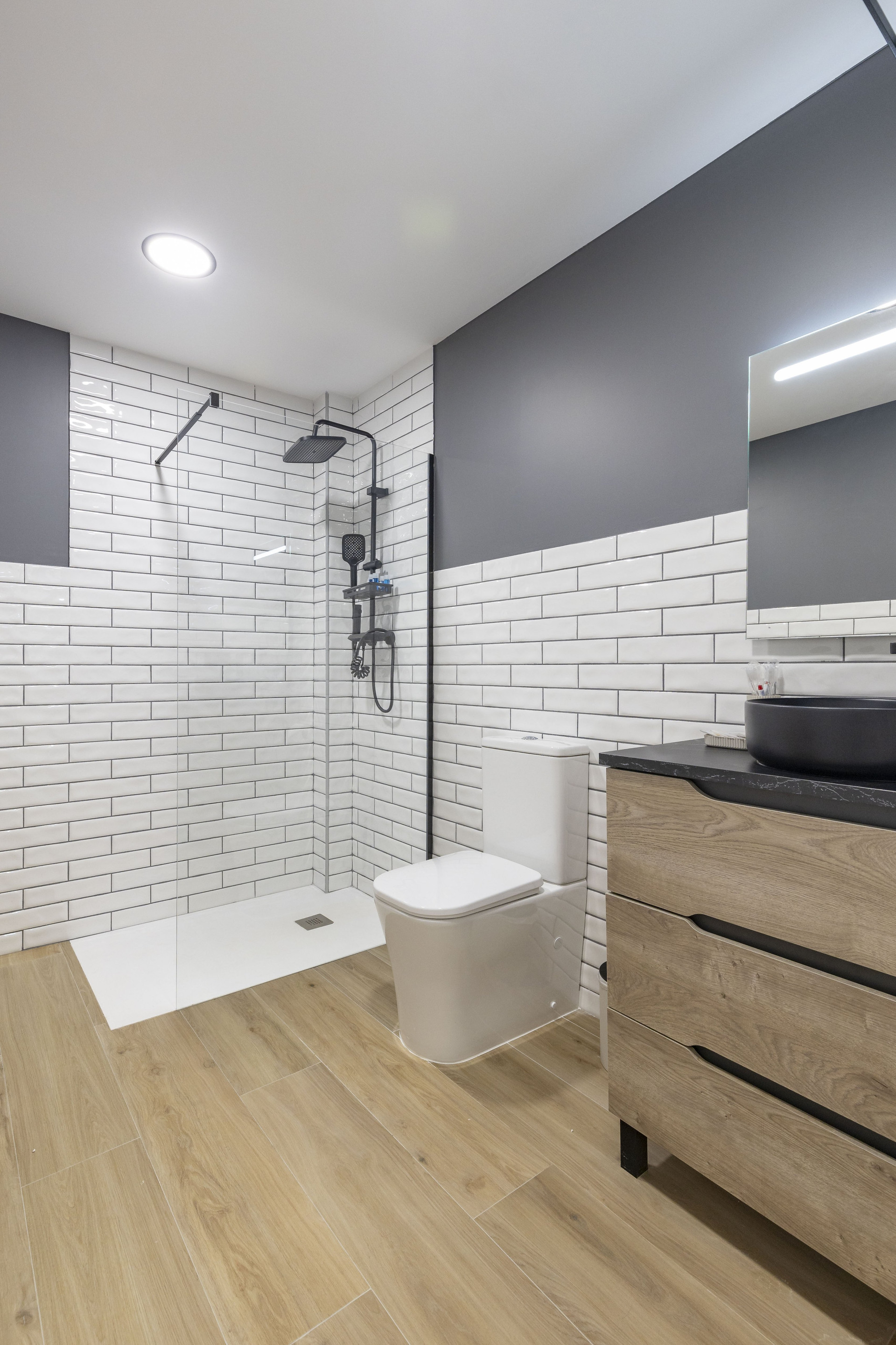 Modern bathroom with walk-in shower