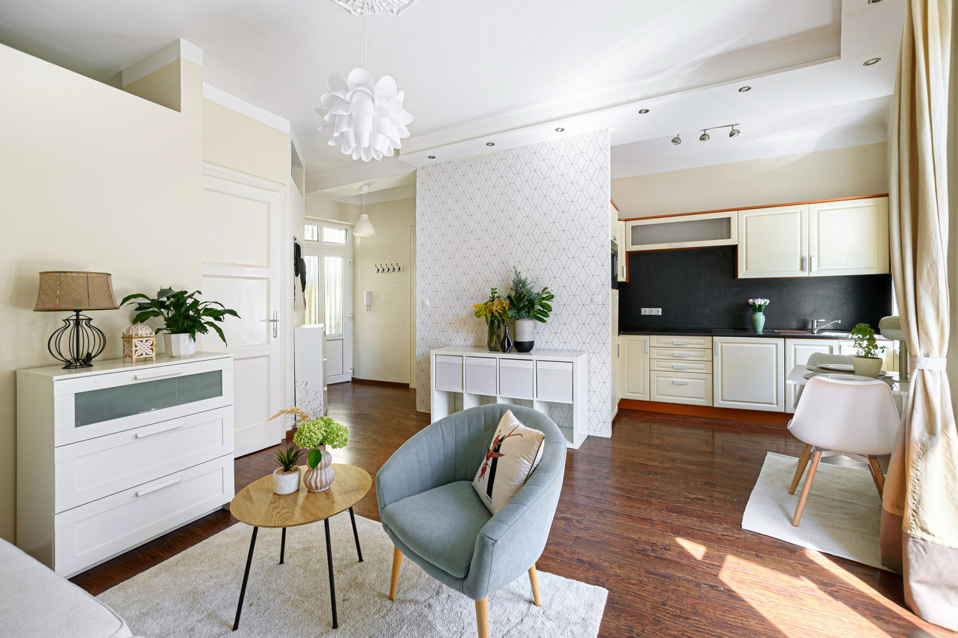 Living room and kitchen