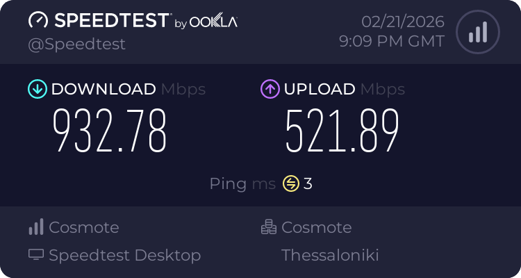 Speedtest.net result