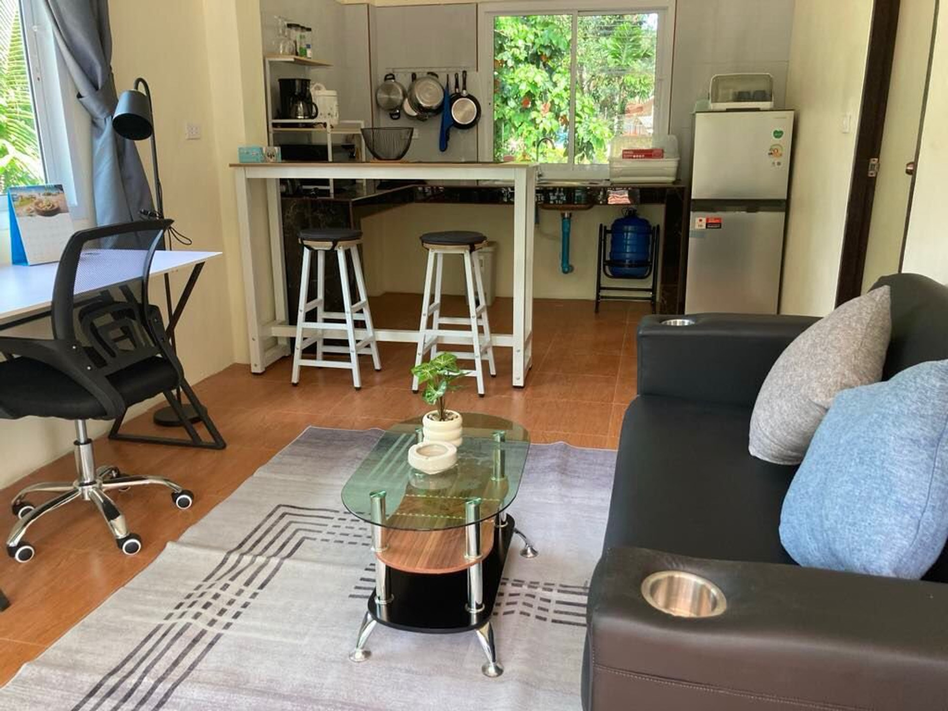 Open living room and kitchen area