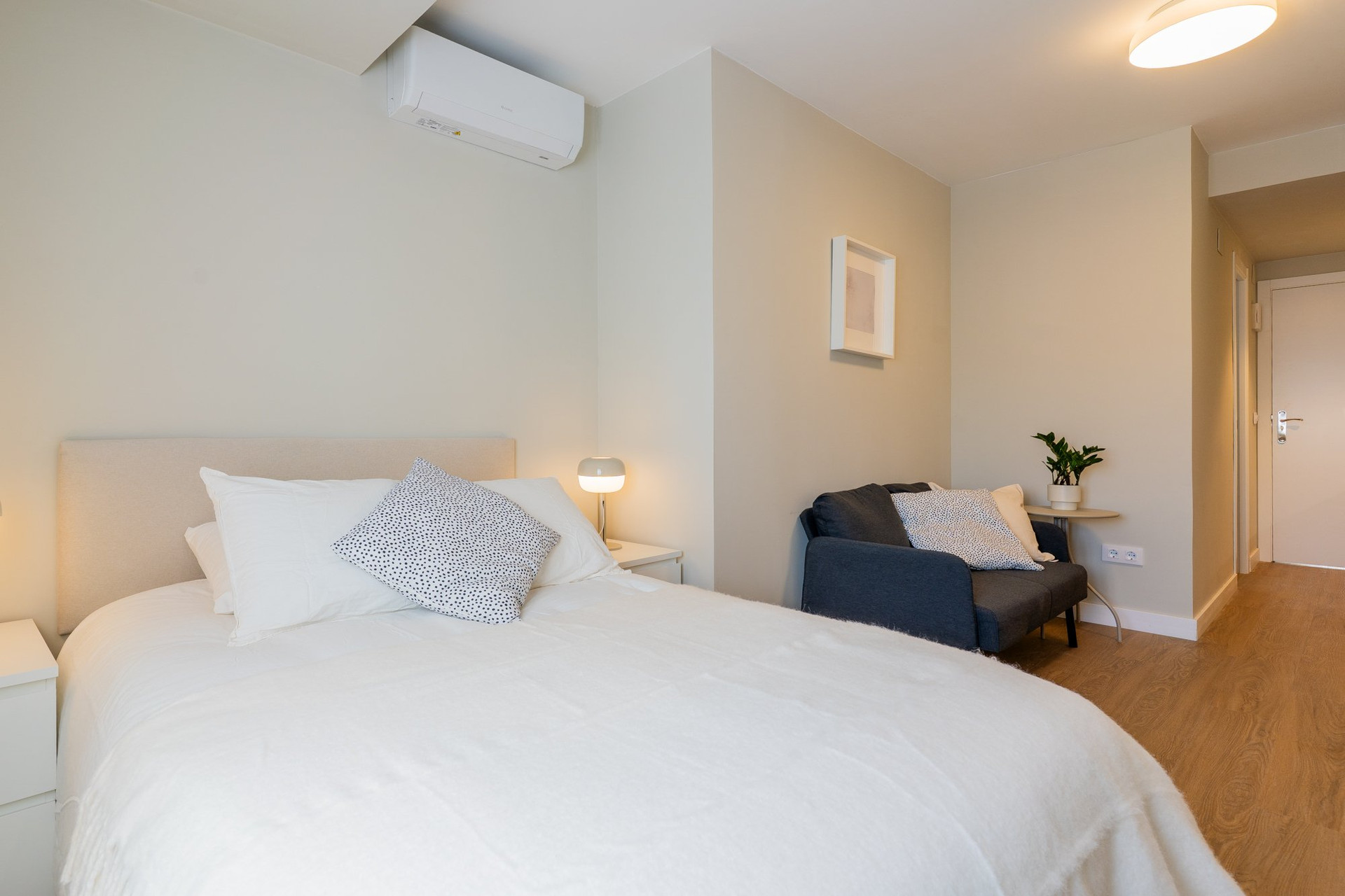 Bed and sofa with AC