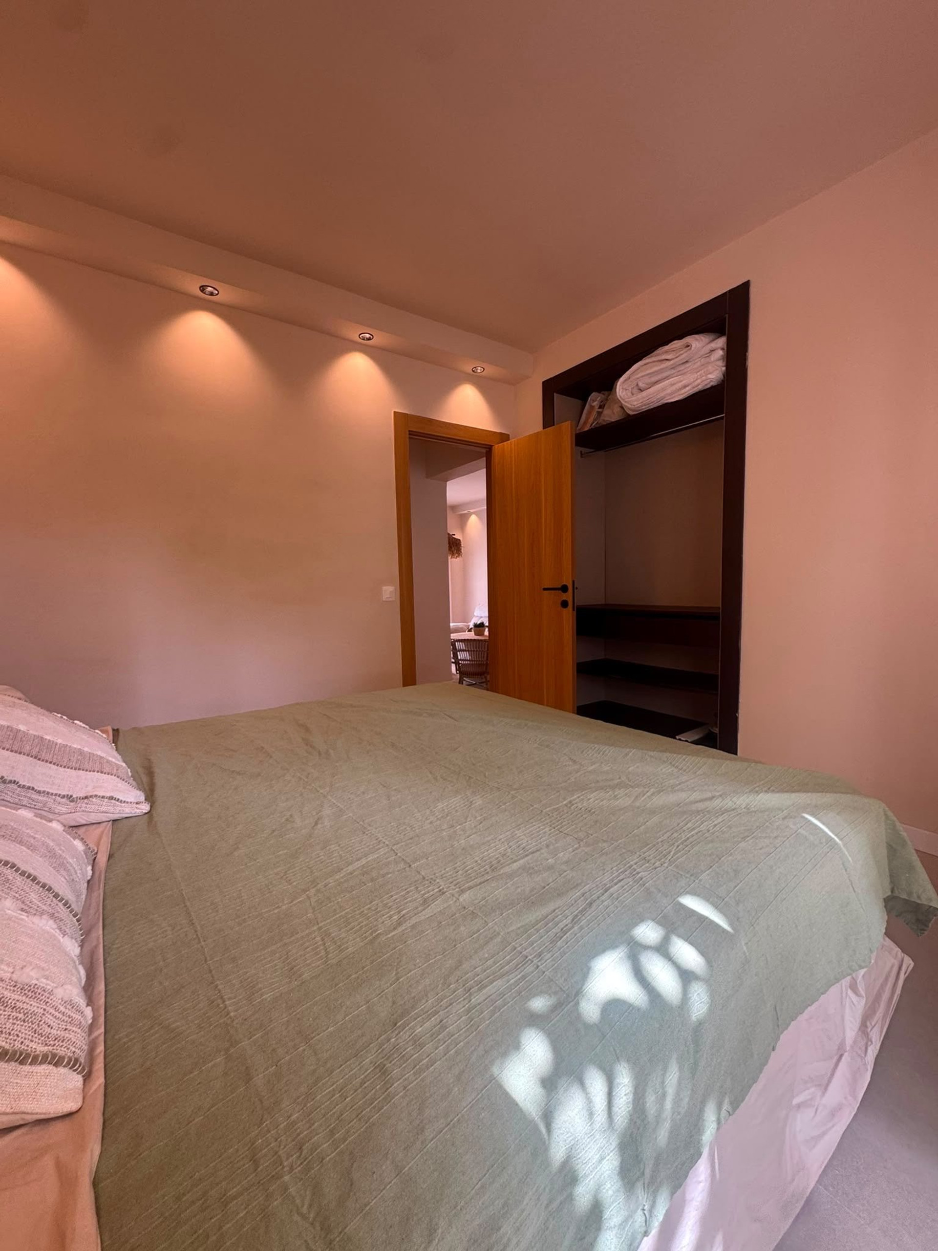 Bedroom with open closet