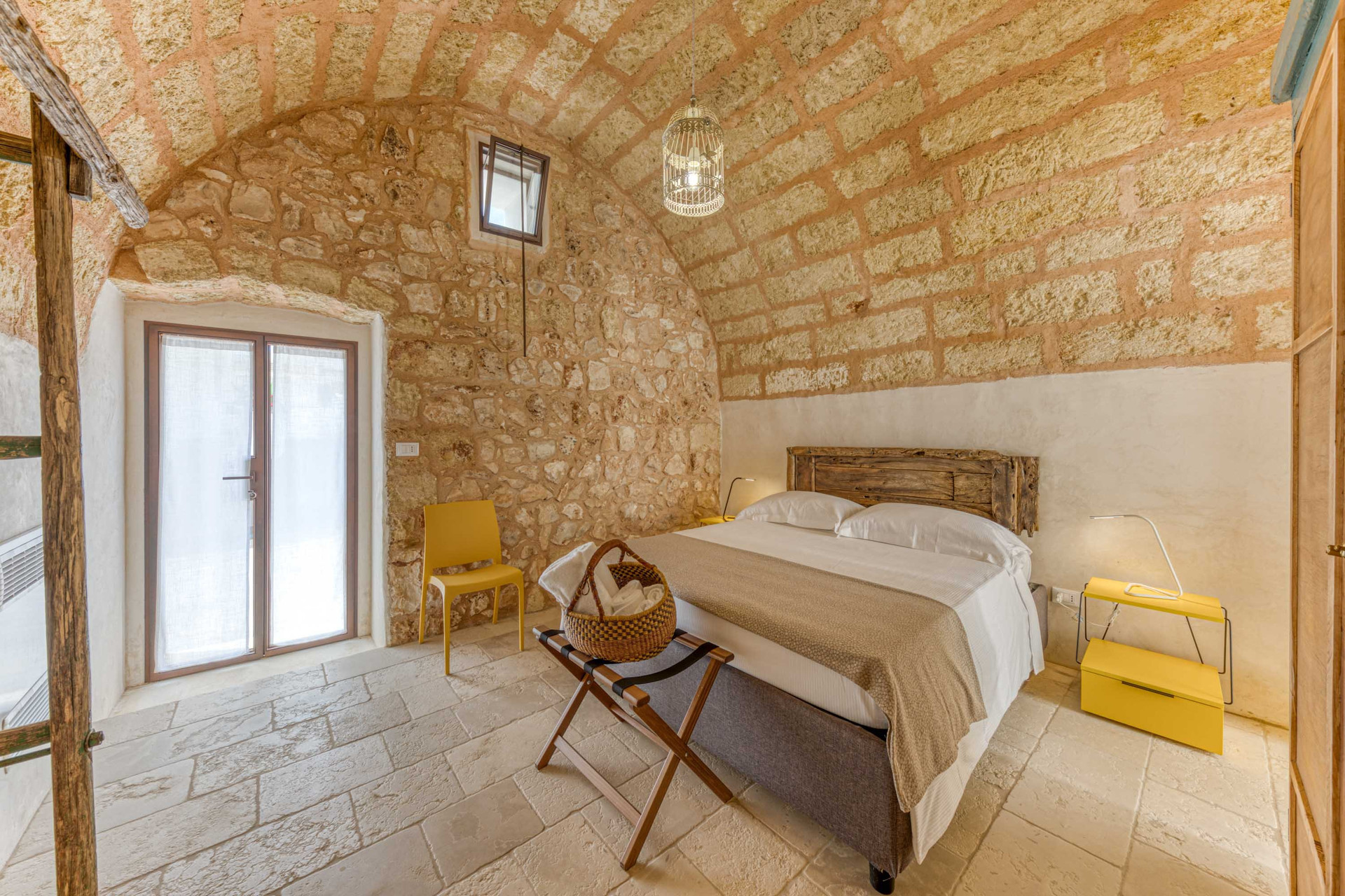 Bedroom with double bed, patio door