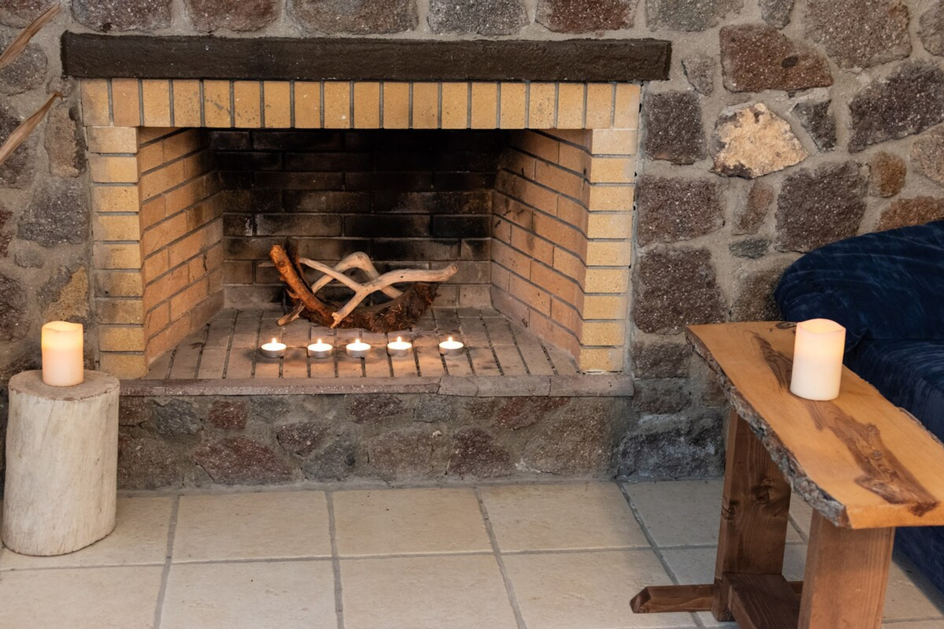 Winter fireplace
