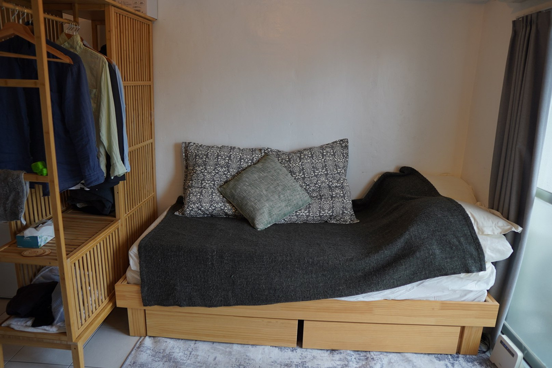 Daybed with wardrobe rack