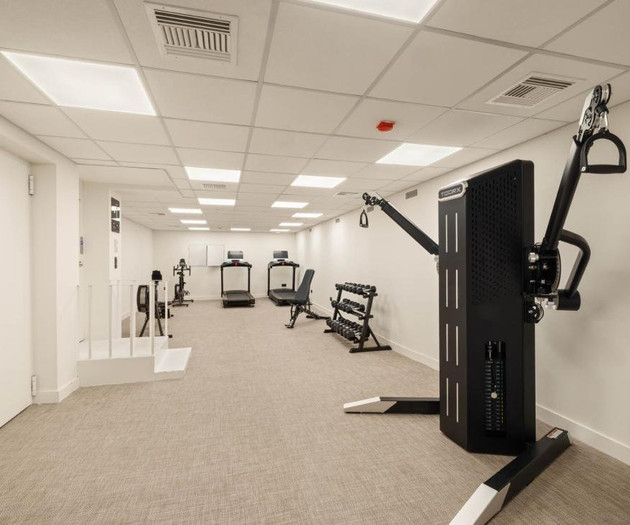 Gym with strength training equipment