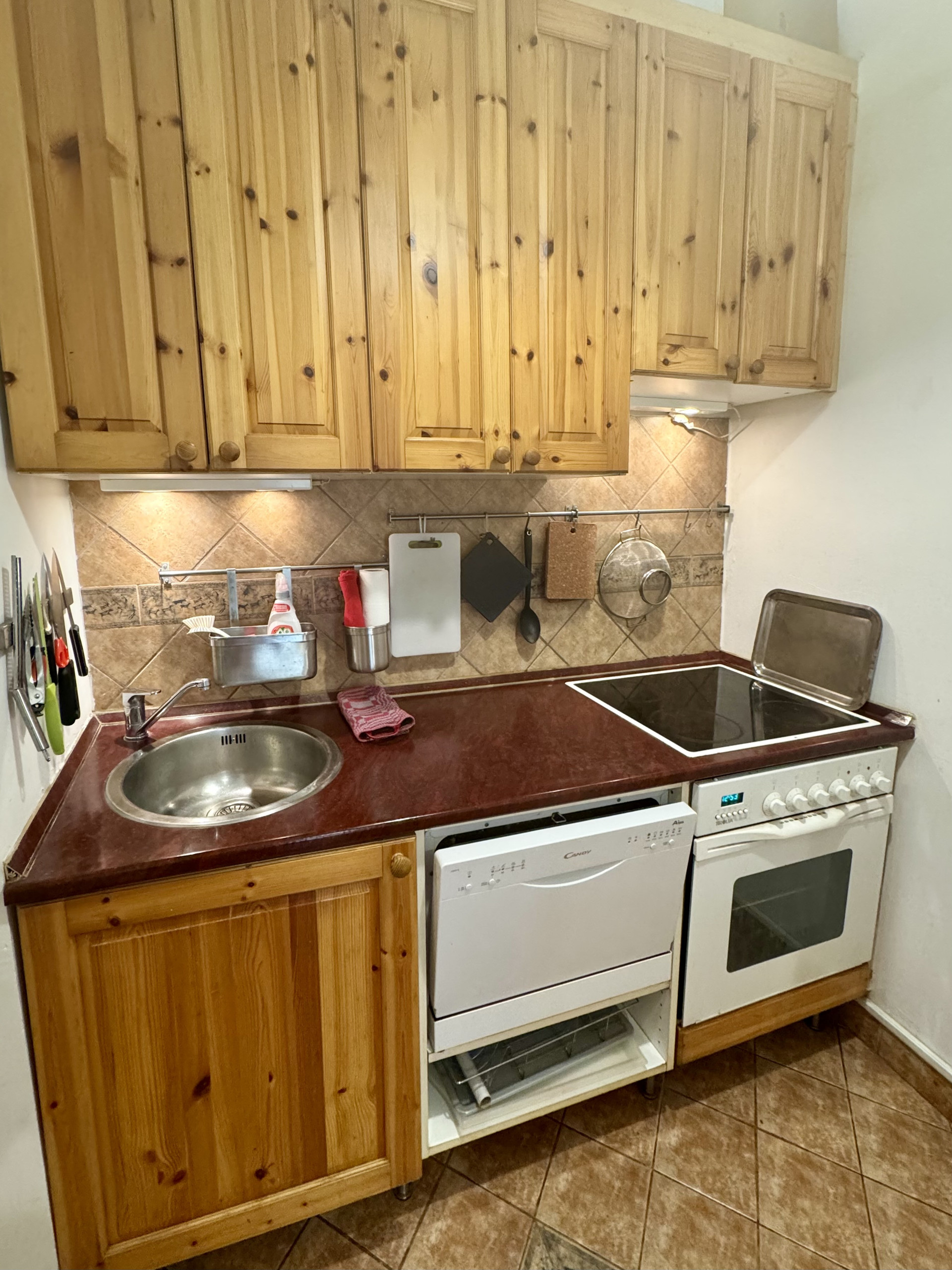 Kitchen with wooden cabinets