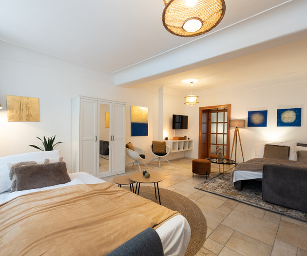 Living area with two beds