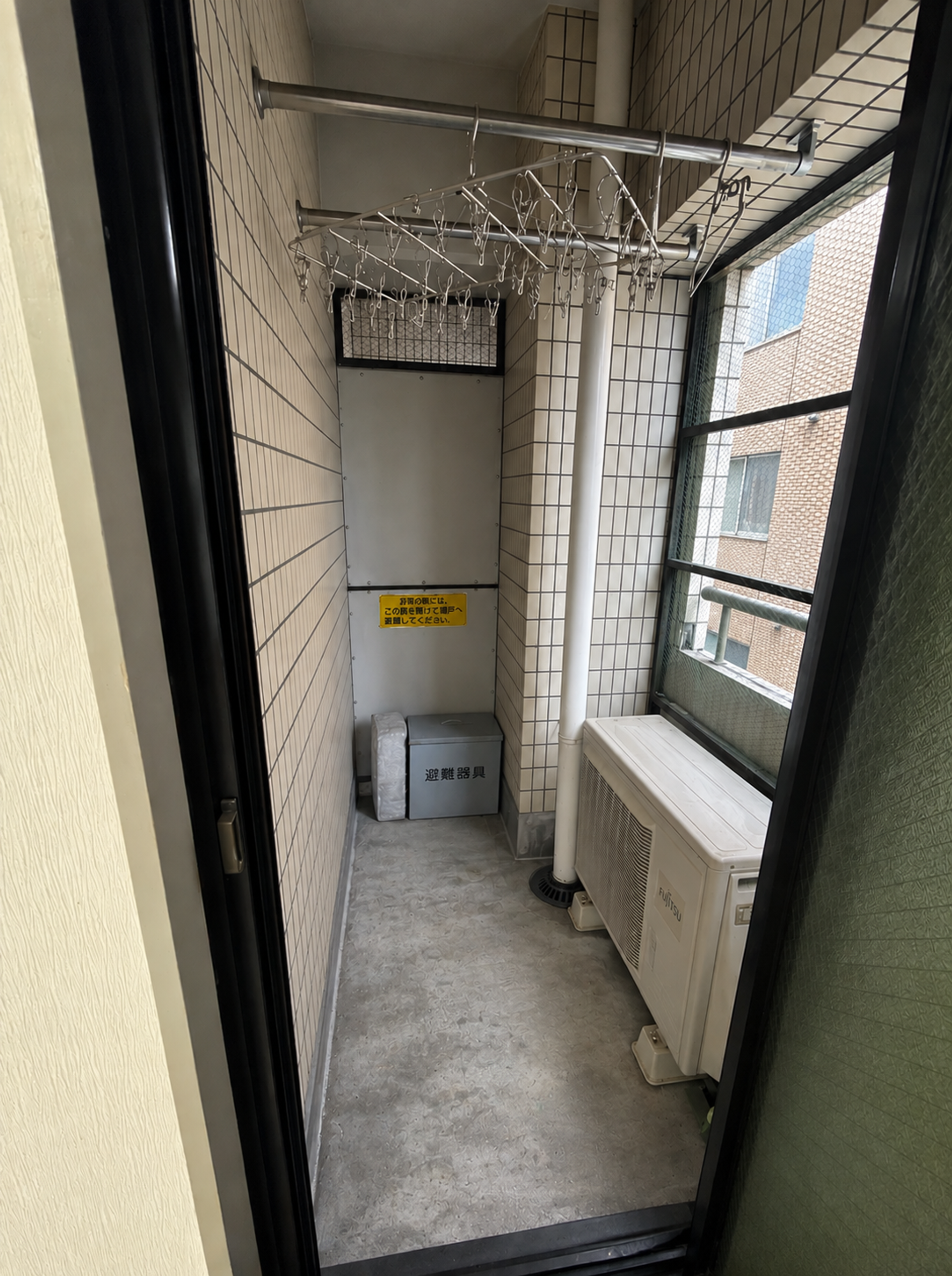 Balcony with drying rack